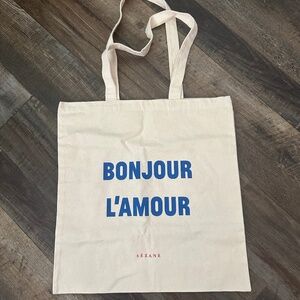 SEZANE BONJOUR L’AMOUR CANVAS TOTE BAG PURSE NEW LIMITED EDITION